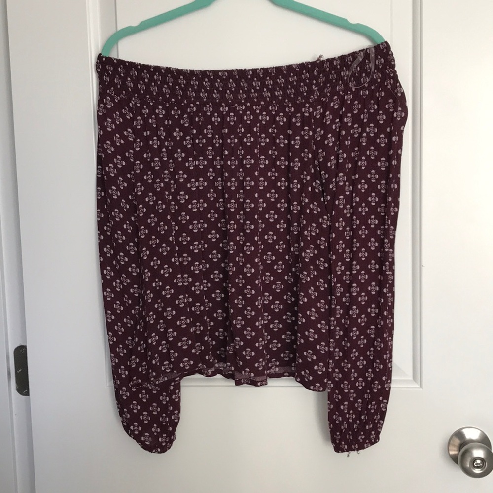 maroon off the shoulder top